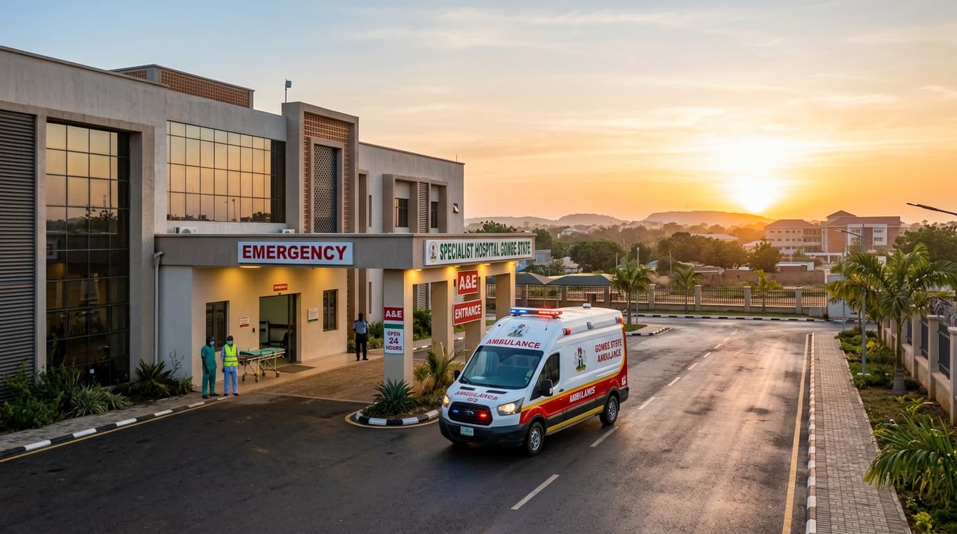 Ambulance arriving at Gombe Specialist Hospital